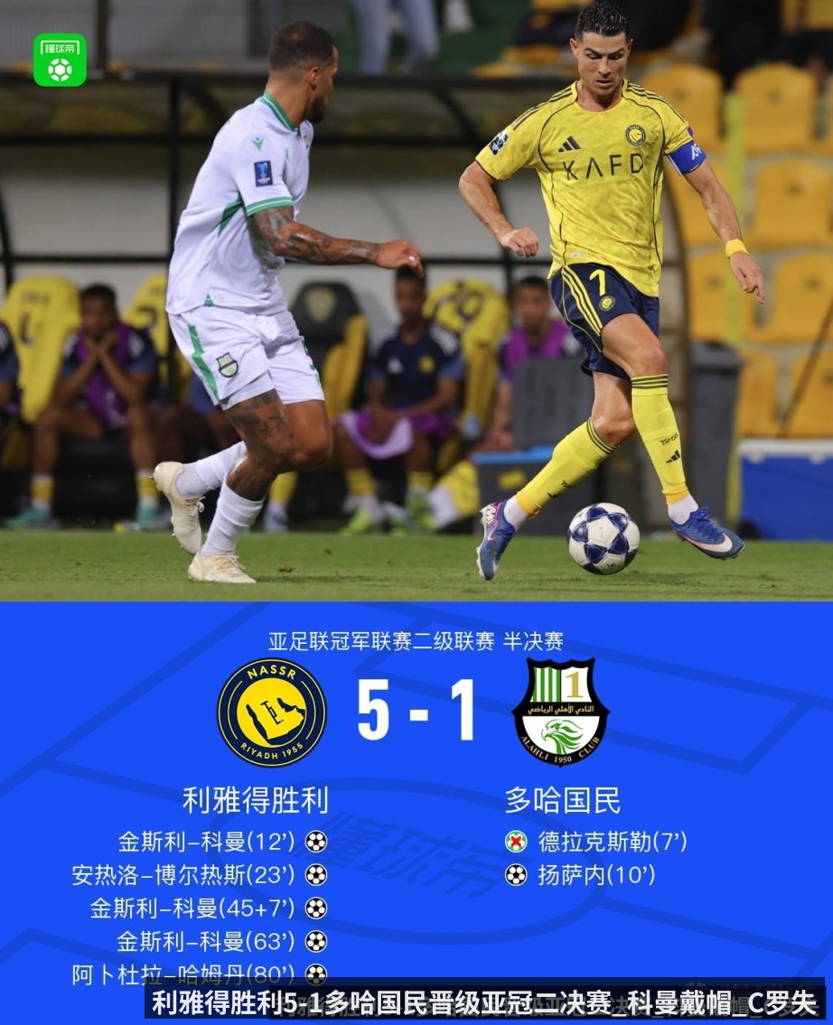 利雅得胜利5-1多哈国民晋级亚冠二决赛_科曼戴帽_C罗失良机